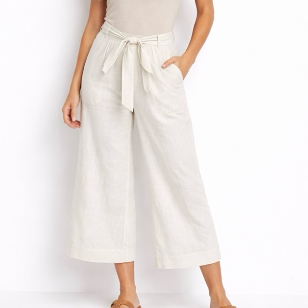 Simon’s Organic Linen Cotton Capri Pants Wide Leg Size 10 Beach Lagenlook NWT